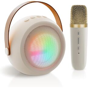 JYPS Mini Karaoke Machine for Kids - Portable Bluetooth Speaker with 2 Wireless Microphones, for Girls Boys Ages 3 4 5 6 7 8 9 10 11 12+, Family Party Toy (Purple-2Mic)