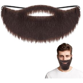Lusofie Brown Fake Beard Elasticity Fake Mustache Multipurpose Shrek Costume for Male Makeup Cosplay Halloween Party Supplies