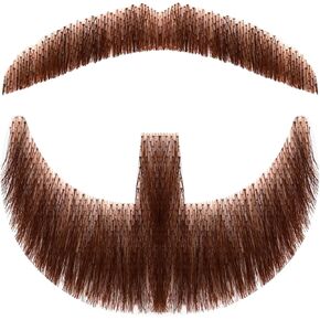 1PCS Fake Beard False Mustache Realistic Human Facial Hair Halloween Accessory Cosplay Costume Party for Men Women Brown
