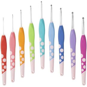 Knit Picks WeCrochet Dots Crochet Hook Set with Ergonomic Handles, 9 Piece