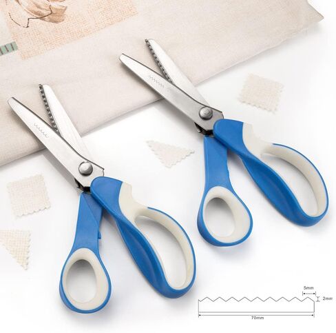 Pinking Shears Set (Pack of 2 PCS, Serrated & Scalloped edges) By Phildim - Zig-zag Scissor for Fabric Leather & PPDer - Pinking Dressmaking Sewing Scissors PD-002-F in Saudi Arabia