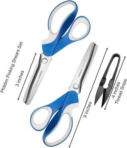 Pinking Shears Set (Pack of 2 PCS, Serrated & Scalloped edges) By Phildim - Zig-zag Scissor for Fabric Leather & PPDer - Pinking Dressmaking Sewing Scissors PD-002-F in Saudi Arabia