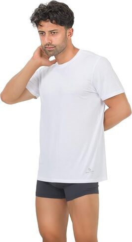 Men's T-Shirts Rayon Made from Bamboo - Modern Fit, Moisture Wicking Undershirt - Crewneck/V-Neck Tees, 3-Pack in Kuwait