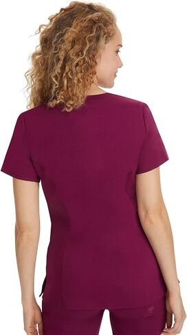 مجموعة فرك الأيدي العلاجية للنساء مع 5 جيوب، توب فرك برقبة على شكل حرف V 2278، وسروال تايلور 9095 مع تقنية التمدد في اتجاهين، خمري - توب M/بنطال M in Saudi Arabia