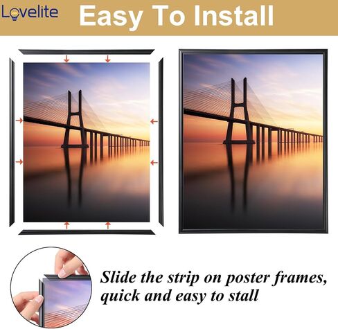 مجموعة إطارات ملصقات Lovelite مقاس 24 × 36 مكونة من 4، إطارات صور سوداء مع زجاج شبكي مقاوم، إطارات صور للوحات الجدارية والأعمال الفنية، عرض أفقي أو رأسي in Saudi Arabia