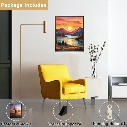 مجموعة إطارات ملصقات Lovelite مقاس 24 × 36 مكونة من 4، إطارات صور سوداء مع زجاج شبكي مقاوم، إطارات صور للوحات الجدارية والأعمال الفنية، عرض أفقي أو رأسي in Saudi Arabia