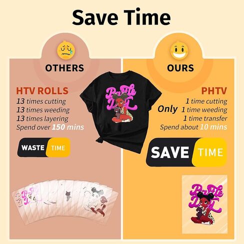 TransourDream Tru-PHTV فينيل ناقل للحرارة قابل للطباعة للقمصان (10 ورقات، 8.5 × 11) مكواة كاملة الألوان على الفينيل للطابعة النافثة للحبر سهلة القطع وتصميم الأعشاب الضارة بنفسك in Kuwait