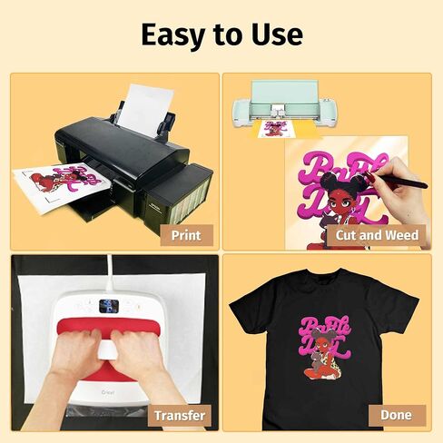 TransourDream Tru-PHTV فينيل ناقل للحرارة قابل للطباعة للقمصان (10 ورقات، 8.5 × 11) مكواة كاملة الألوان على الفينيل للطابعة النافثة للحبر سهلة القطع وتصميم الأعشاب الضارة بنفسك in Kuwait