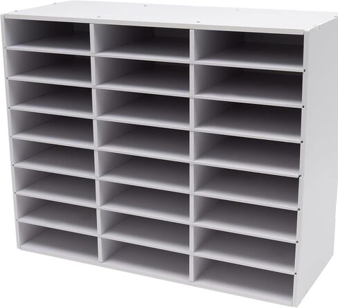 Literature Organizers, Compartments Office Mail Sorter Organizer, Literature Sorter for Office, Home, Classroom (24 Slots, White) in Saudi Arabia