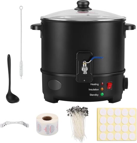 وعاء ذوبان الشمع لصنع الشموع من Panghuhu88، مذيب الشمع سعة 10 لتر مع فوهة صب سريعة وتحكم في درجة الحرارة، مذيب صابون كهربائي غير لاصق لمستلزمات صنع الصابون، مذيب شمع للشموع في المنزل التجاري in Kuwait