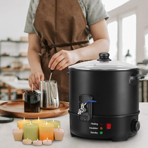 وعاء ذوبان الشمع لصنع الشموع من Panghuhu88، مذيب الشمع سعة 10 لتر مع فوهة صب سريعة وتحكم في درجة الحرارة، مذيب صابون كهربائي غير لاصق لمستلزمات صنع الصابون، مذيب شمع للشموع في المنزل التجاري in Kuwait