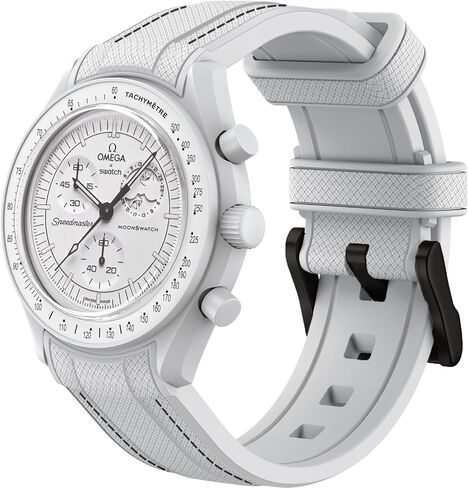 Strap for Omega x Swatch MoonSwatch Watch 20mm,No Gap Soft Silicone Replacement Strap for Omega X Swatch Moonswatch Speedmaster,Curved Band for Moonswatch Swatch Men Women in Saudi Arabia