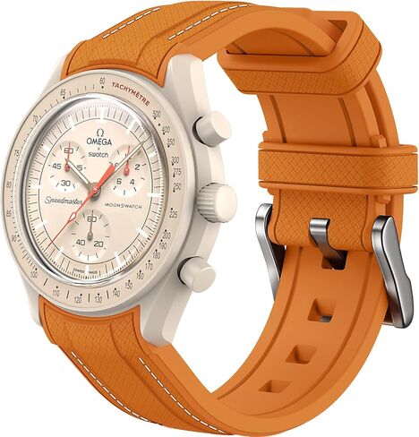 Strap for Omega x Swatch MoonSwatch Watch 20mm,No Gap Soft Silicone Replacement Strap for Omega X Swatch Moonswatch Speedmaster,Curved Band for Moonswatch Swatch Men Women in Saudi Arabia