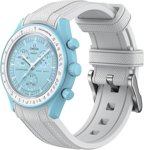Strap for Omega x Swatch MoonSwatch Watch 20mm,No Gap Soft Silicone Replacement Strap for Omega X Swatch Moonswatch Speedmaster,Curved Band for Moonswatch Swatch Men Women in Saudi Arabia