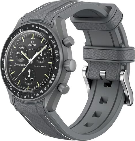 Strap for Omega x Swatch MoonSwatch Watch 20mm,No Gap Soft Silicone Replacement Strap for Omega X Swatch Moonswatch Speedmaster,Curved Band for Moonswatch Swatch Men Women in Saudi Arabia