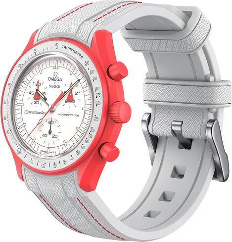 Strap for Omega x Swatch MoonSwatch Watch 20mm,No Gap Soft Silicone Replacement Strap for Omega X Swatch Moonswatch Speedmaster,Curved Band for Moonswatch Swatch Men Women in Saudi Arabia