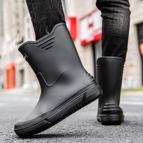 جيسي أحذية المطر للرجال منتصف الساق أحذية المطر البلاستيكية للماء الأحذية المطاطية الطين التمهيد أحذية قصيرة حديقة الأحذية للصيد في الهواء الطلق المشي لمسافات طويلة التخييم العمل in Kuwait
