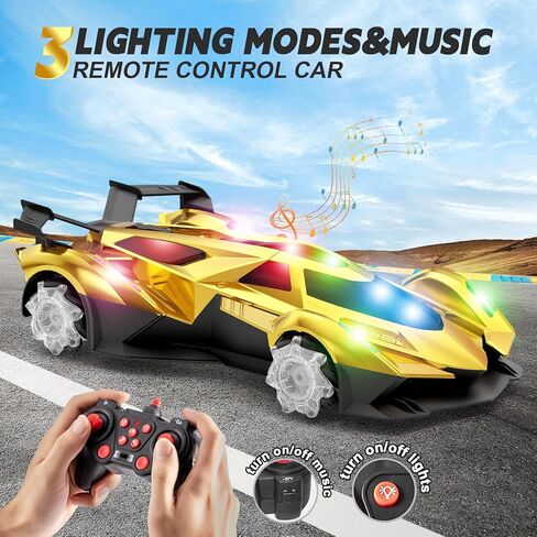 Lamborghini Remote Control Car Toy for Boys Age 8-12 , 1:12 Scale Gold Lambo Toy Car with 360°Rotating Drifts Car Colorful Lights、Spray& Musics, Speed 10-12km/h RC Race Toy Car for Boys Girls Birthday in Saudi Arabia