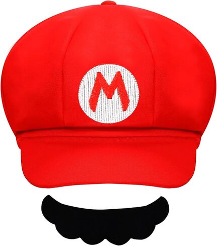 Red and Green Hat Baseball Cap with Beard Button Glove Brooch Nose for Halloween Cosplay in Kuwait