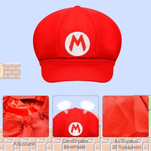 Red and Green Hat Baseball Cap with Beard Button Glove Brooch Nose for Halloween Cosplay in Kuwait