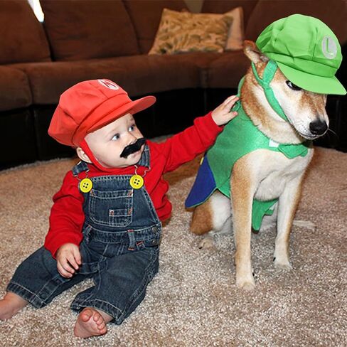 Red and Green Hat Baseball Cap with Beard Button Glove Brooch Nose for Halloween Cosplay in Saudi Arabia