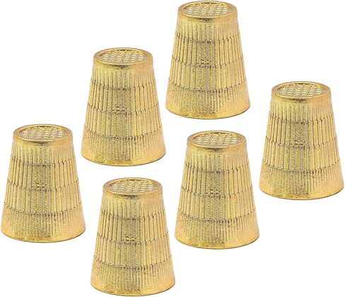 كشتبانات للخياطة اليدوية - كشتبان لخياطة اللحف اليدوية ذهبي، 6 قطع - واقي اصبع معدني للخياطة، 24 مم × 20 مم in Kuwait