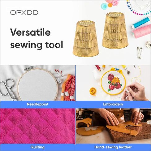 كشتبانات للخياطة اليدوية - كشتبان لخياطة اللحف اليدوية ذهبي، 6 قطع - واقي اصبع معدني للخياطة، 24 مم × 20 مم in Kuwait