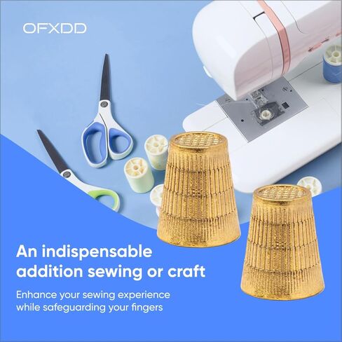 كشتبانات للخياطة اليدوية - كشتبان لخياطة اللحف اليدوية ذهبي، 6 قطع - واقي اصبع معدني للخياطة، 24 مم × 20 مم in Kuwait