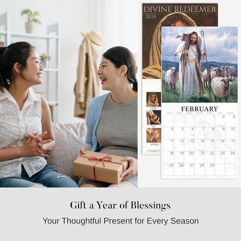 HavenLight 2024 Wall Art Calendar - "Divine Redeemer" by Del Parson, 12" x 12" Printed in Premium Archival Paper - Monthly Calendar, Inspirational Wall Decor - Jesus Poster in Saudi Arabia