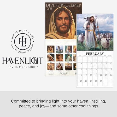 HavenLight 2024 Wall Art Calendar - "Divine Redeemer" by Del Parson, 12" x 12" Printed in Premium Archival Paper - Monthly Calendar, Inspirational Wall Decor - Jesus Poster in Saudi Arabia