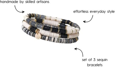 INK + ALLOY Women's Grace Kaleidoscope Stretch Sequin Stackable Mix and Match Boho Bracelet Handmade Jewelry for the Modern Bohemian in Kuwait