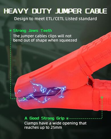 SCITOO Jumper Cable Clamps 100A-1000A 2 قطعة شديدة التحمل من النحاس النقي التمساح مقاطع كابلات القفز تعزيز المشبك، 5AWG شاحن بطارية المشابك للسيارات السيارات قارب، ETL/CETL المدرجة in Saudi Arabia