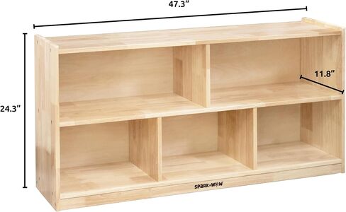 SPARK & WOW 5-Compartment Solid Wood Storage Cabinet - Toy Shelf Organizer - Shelves for Classroom - Includes Optional Wheels in Saudi Arabia