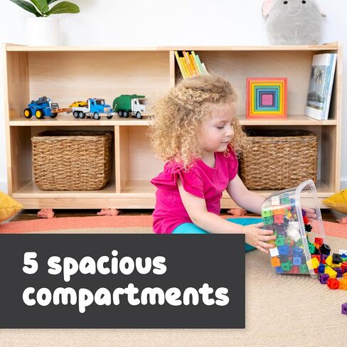 SPARK & WOW 5-Compartment Solid Wood Storage Cabinet - Toy Shelf Organizer - Shelves for Classroom - Includes Optional Wheels in Saudi Arabia