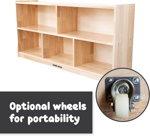 SPARK & WOW 5-Compartment Solid Wood Storage Cabinet - Toy Shelf Organizer - Shelves for Classroom - Includes Optional Wheels in Saudi Arabia