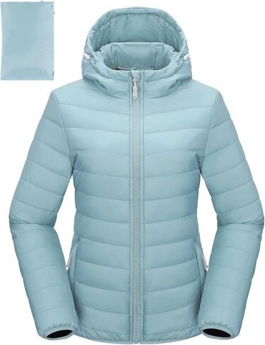 33,000ft Women's Hooded Packable Puffer Jacket Lightweight Warm Puffy Quilted Winter Coat in Kuwait