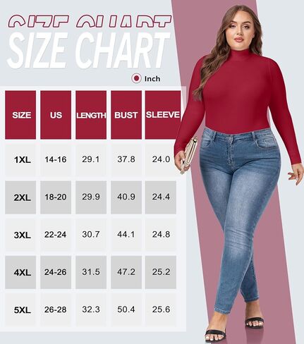COOTRY Women's Plus Size Mock Turtle Neck Bodysuit Long Sleeve Basic Tops in Kuwait