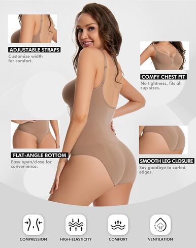 TSUKISHIRO Women's Tummy Control Shapewear Bodysuit Seamless Sculpting Thong Body Shaper Tank Top in Saudi Arabia
