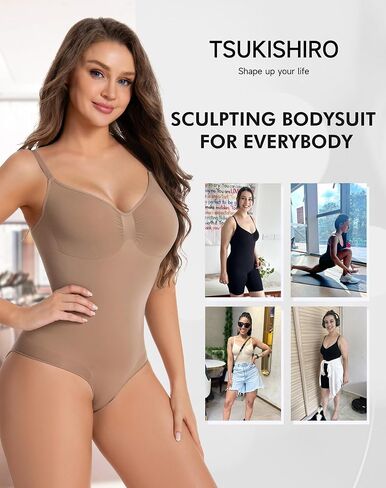 TSUKISHIRO Women's Tummy Control Shapewear Bodysuit Seamless Sculpting Thong Body Shaper Tank Top in Saudi Arabia