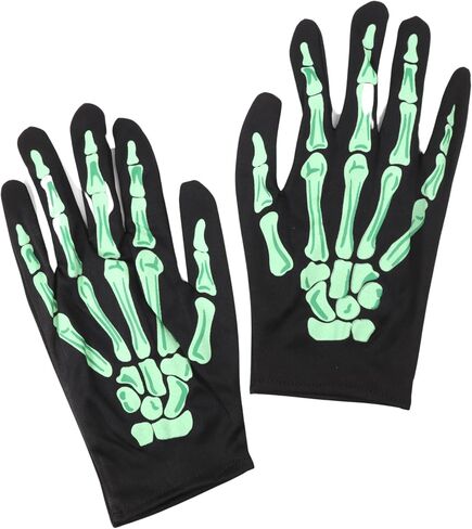 قفازات Needzo Halloween Green Skeleton، إكسسوار أزياء تنكرية، مقاس واحد يناسب الجميع، 9.25 بوصة in Saudi Arabia