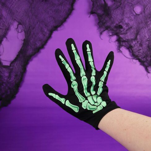 قفازات Needzo Halloween Green Skeleton، إكسسوار أزياء تنكرية، مقاس واحد يناسب الجميع، 9.25 بوصة in Saudi Arabia