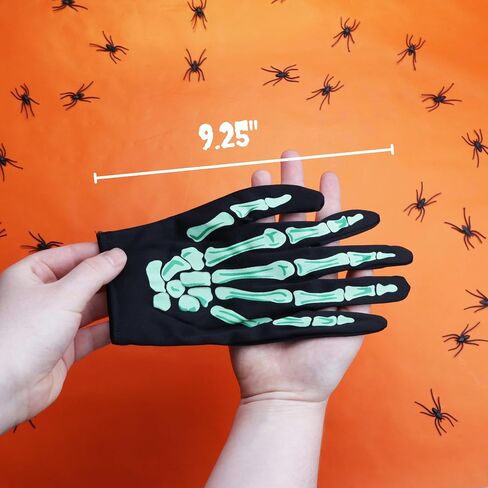 قفازات Needzo Halloween Green Skeleton، إكسسوار أزياء تنكرية، مقاس واحد يناسب الجميع، 9.25 بوصة in Saudi Arabia