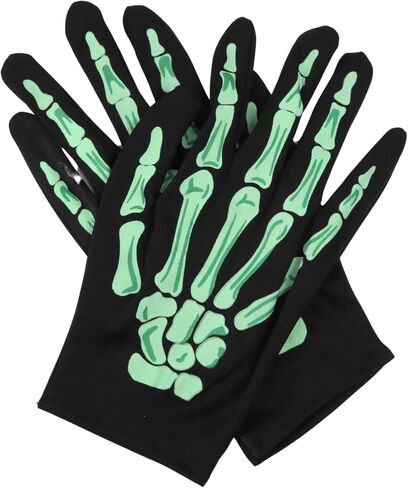 قفازات Needzo Halloween Green Skeleton، إكسسوار أزياء تنكرية، مقاس واحد يناسب الجميع، 9.25 بوصة in Saudi Arabia