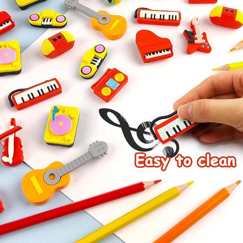 30 pcs Musical Erasers for Kids Classroom Prizes，Puzzle Eraser 3D Take Apart Musical Instrument Pencil Erasers for Kids Classroom Prizes, Class Treasure Box,Game Rewards,Party Favors in Saudi Arabia