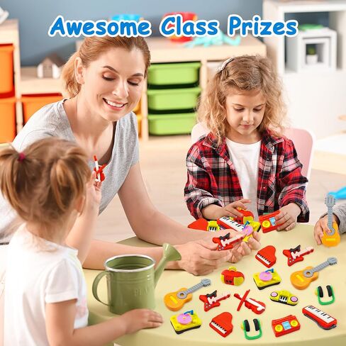 30 pcs Musical Erasers for Kids Classroom Prizes，Puzzle Eraser 3D Take Apart Musical Instrument Pencil Erasers for Kids Classroom Prizes, Class Treasure Box,Game Rewards,Party Favors in Saudi Arabia