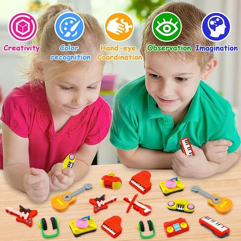 30 pcs Musical Erasers for Kids Classroom Prizes，Puzzle Eraser 3D Take Apart Musical Instrument Pencil Erasers for Kids Classroom Prizes, Class Treasure Box,Game Rewards,Party Favors in Saudi Arabia