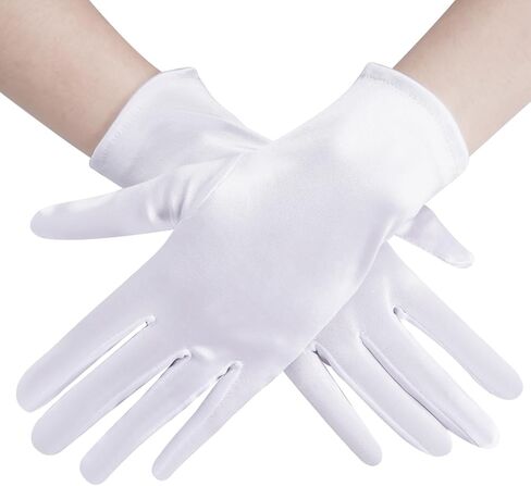 Women Short Opera Stain Gloves Wedding Bridal Gloves Formal Gloves Wrist Length Gloves for Tea Party Banquet Costume in Saudi Arabia