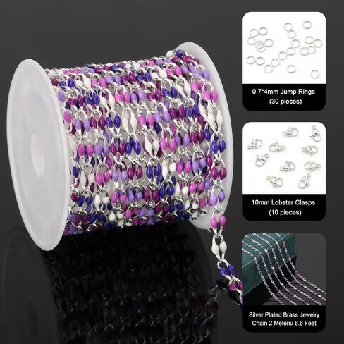 YOUBEIYEE 2 Meters Silver Plated Jewelry Making Chains Bulk Mixed Color Enamel Chain Handmade Women Necklace Bracelet DIY Jewelry Supplies Findings in Saudi Arabia