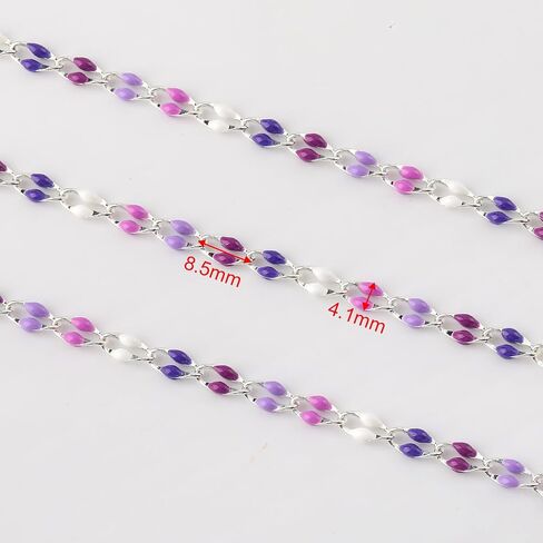 YOUBEIYEE 2 Meters Silver Plated Jewelry Making Chains Bulk Mixed Color Enamel Chain Handmade Women Necklace Bracelet DIY Jewelry Supplies Findings in Saudi Arabia