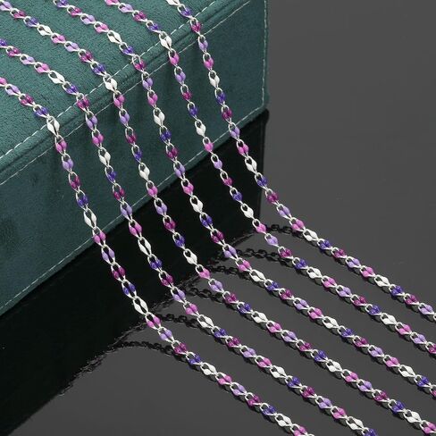 YOUBEIYEE 2 Meters Silver Plated Jewelry Making Chains Bulk Mixed Color Enamel Chain Handmade Women Necklace Bracelet DIY Jewelry Supplies Findings in Saudi Arabia